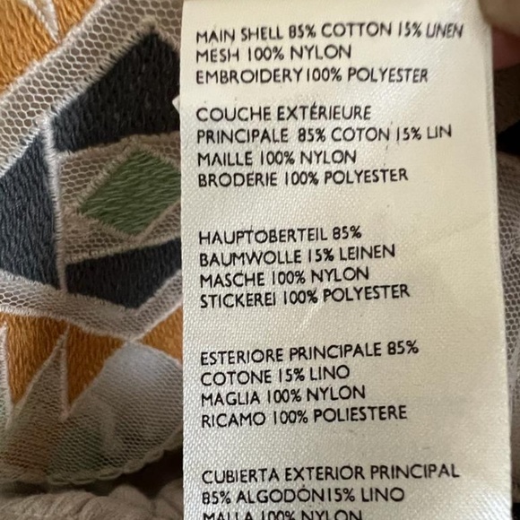 Free People Embroidered Mesh Yoke Cotton & Linen-Blend Top - Picture 7 of 7